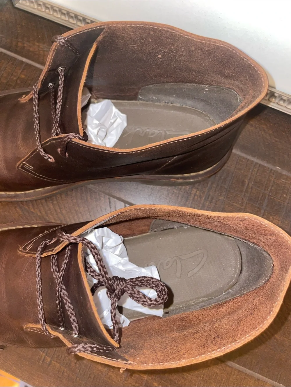 Clarks Bushacre II Men's Dark Brown Leather Chukka Dessert Boots Size 10.5 M
